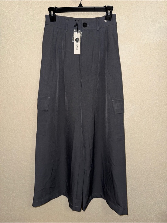 Commense Dresses & Skirts - C•MENSE Charcoal Gray Wide Leg Cargo Pants XS NWT High Rise Pleated